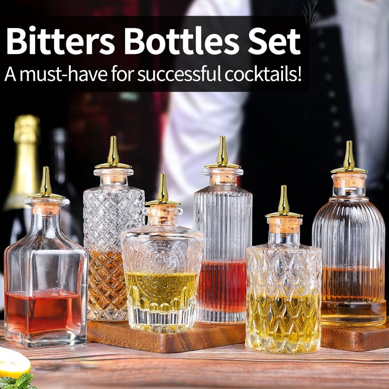 SuproBarware Bitters Bottles Set of 6 - Glass Dasher Bottles with Dash Top and Stopper Great Dispenser Bottle For Your Bitters Great for homemade Cocktail and Bartender - Image 3